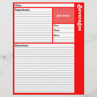 Gelijnd recept pagina's (Rood) Flyer
