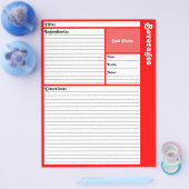 Gelijnd recept pagina's (Rood) Flyer (Enkel)