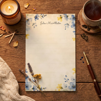 Gelijnd Vintage Botanisch Bloemig Waterverf Briefpapier