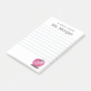 Gelijnde Custom Teacher Name Waterverf Apple Post-it® Notes