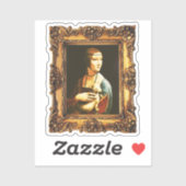 Gelijst Renaissance Kunst: Dame met hermelijn Da V Sticker (Vel)