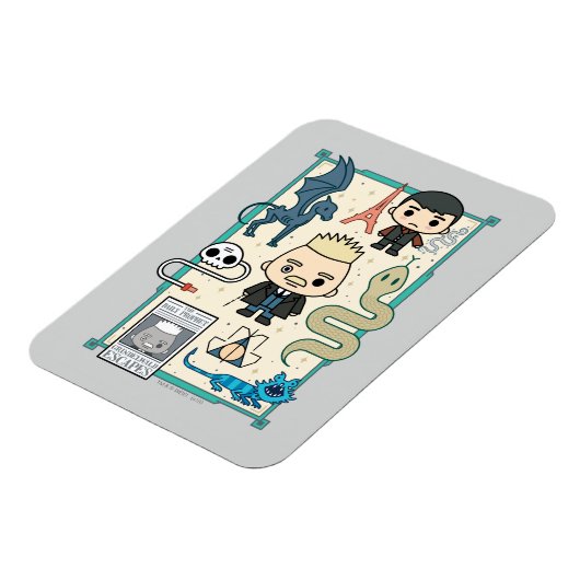 GELLERT GRINDELWALD™ en Barebone-Cartoon Magneet (Linkerzijde)
