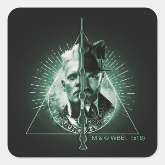 GELLERT GRINDELWALD™ versus Dumbledore Vierkante Sticker (Voorkant)