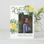 Gellow Rose Greenery Fotoaankondiging Afstuderen Kaart (Staand voorkant)