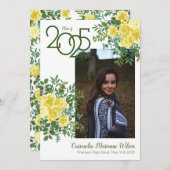 Gellow Rose Greenery Fotoaankondiging Afstuderen Kaart (Voorkant / Achterkant)