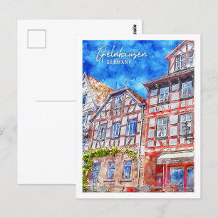 Gelnhausen Duitsland Travel Place Waterverf Briefkaart