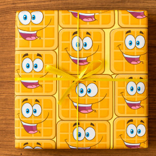 Gelofelijke Waffel Kawaii Glimlachend Ontbijt Eten Cadeaupapier