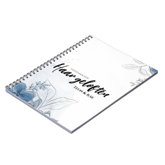 Gelofte boekje bruiloft blauw blad notitieboek (Linkerzijde)