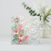 Gelofte Vernieuwing Roze Bloemen op Witte Bruids K Kaart (Staand voorkant)