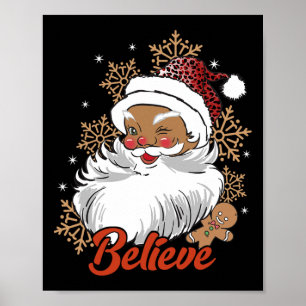 Geloof Afro Santa Afrikaans Amerikaans Kerstzwart Poster