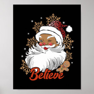 Geloof Afro Santa Afro-Amerikaans Kerstmis Zwart Poster