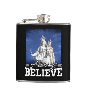Geloof altijd Maria Baby Jesus Christmas Quote Heupfles