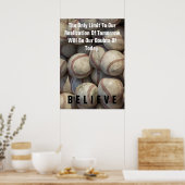 Geloof Baseball Inspirerend Motivatie Poster (Keuken)