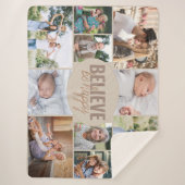 Geloof be Happy Quote 10 Foto neutraal beige Sherpa Deken (Voorkant)