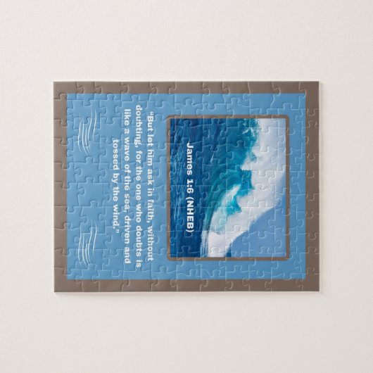 Geloof Bericht - Bijbelvers - Jakobus 1:6 - 8 x 10 Legpuzzel (Horizontaal)