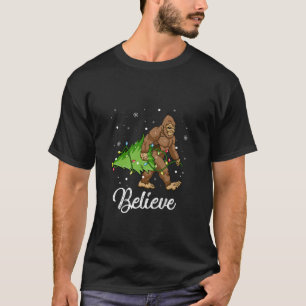 Geloof Bigfoot kerstboom met lights Xmas B T-shirt