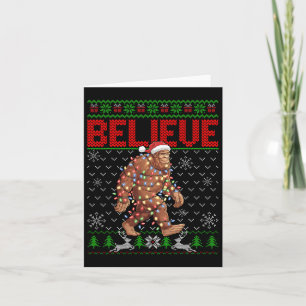 Geloof Bigfoot Santa lelijke kerstboomlichten S Kaart