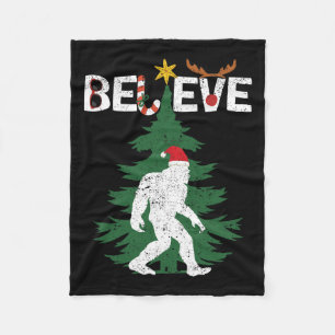 Geloof Bigfoot Sasquatch Yeti Santa Hat Kerstmis Fleece Deken