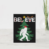 Geloof Bigfoot Sasquatch Yeti Santa Hat Kerstmis Kaart (Voorkant)