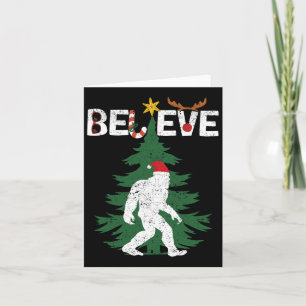Geloof Bigfoot Sasquatch Yeti Santa Hat Kerstmis Kaart