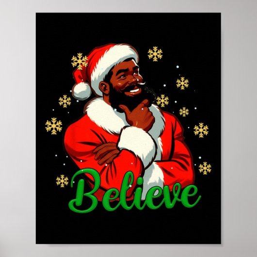 Geloof Black-Santa Claus Kerst Afro-Amerikaans Poster (Voorkant)
