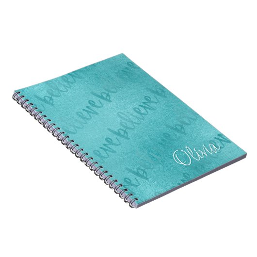 Geloof Blauwgroen script Custom Notitieboek (Rechterzijde)
