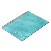 Geloof Blauwgroen script Custom Notitieboek (Linkerzijde)