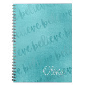 Geloof Blauwgroen script Custom Notitieboek (Voorkant)