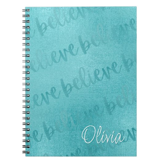 Geloof Blauwgroen script Custom Notitieboek (Voorkant)