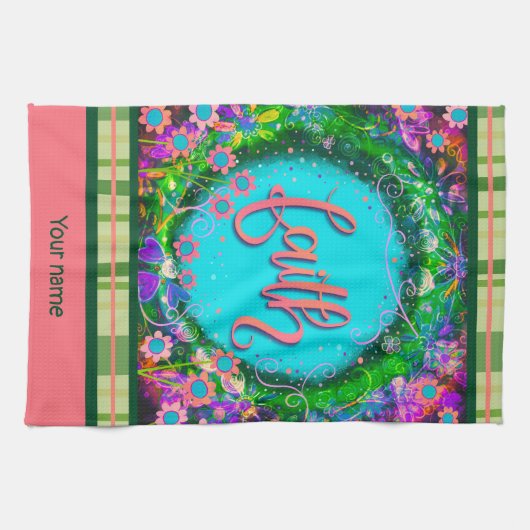  Geloof Bloemen Jouw naam Plaid Stijlvol Theedoek (Horizontaal)