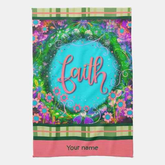  Geloof Bloemen Jouw naam Plaid Stijlvol Theedoek (Verticaal)