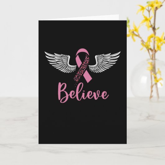 Geloof Borstkanker Steun Roze Ribbon Gift Kaart (Gele Bloem)