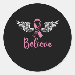Geloof Borstkanker Steun Roze Ribbon Gift Ronde Sticker