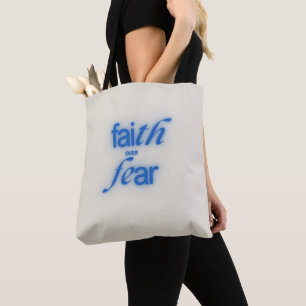 Geloof boven angst Blauwe minimalistische verzor Draagtas