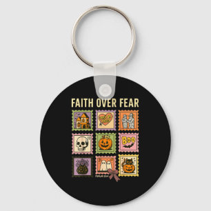 Geloof Boven Angst Christelijke Halloween Stempel  Sleutelhanger