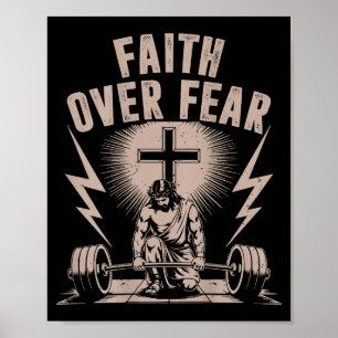 Geloof Boven Angst Grappige Christelijke Workout G Poster