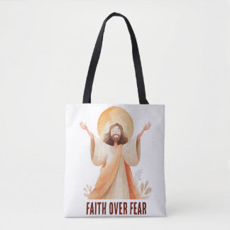 Geloof Boven Angst Jezus Christelijk T-Shirt Draagtas