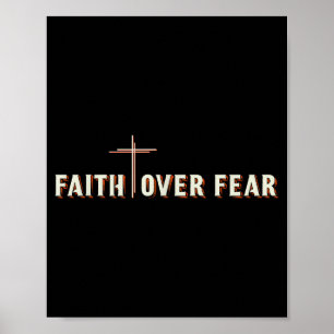 Geloof boven angst Jezus Kruis Christelijke Grafie Poster