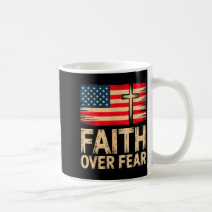 Geloof Boven Angst Kruis Amerikaanse Vlag Koffiemok