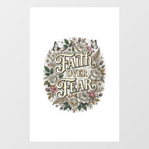 Geloof boven angst Vintage bloem vlinder Raamsticker