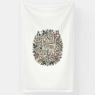 Geloof boven angst Vintage bloem vlinder Spandoek
