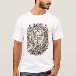Geloof boven angst Vintage bloem vlinder T-shirt