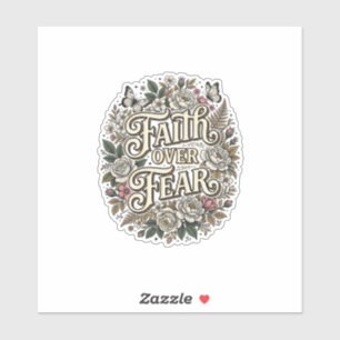 Geloof boven angst Vintage bloemmotief vlinder Sticker