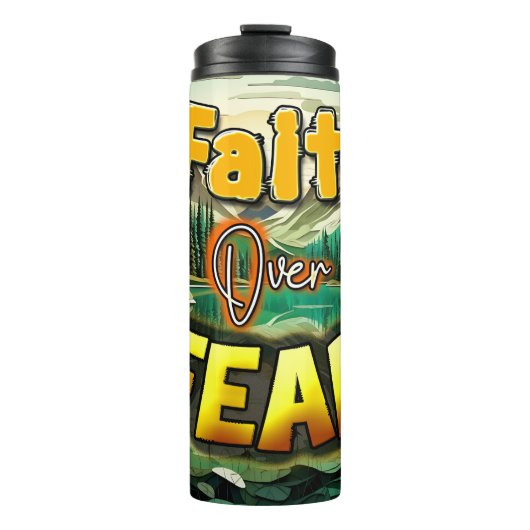 Geloof boven angstlandschap thermosbeker (Voorkant)