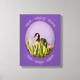 Geloof Canada Goose Irises Inspirerend Words Canvas Afdruk