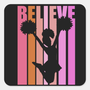Geloof Cheerleaders Cheerleading Girls poemen Poms Vierkante Sticker