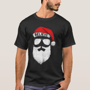 Geloof citaat op Santa hoed snor familie samenkoms T-shirt