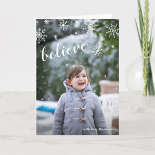 Geloof Cute Snowflakes Simple Photo Kerstmis Feestdagen Kaart