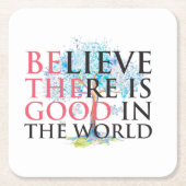 Geloof dat er goed is vierkante kartonnen onderzetter (Voorkant)