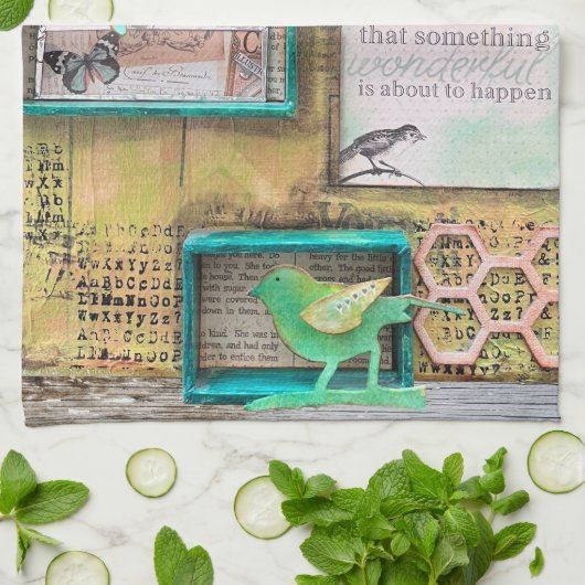 Geloof dat er iets wonderbaarlijks zal gebeuren theedoek (Gevouwen)